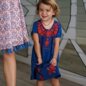 Mer St. Barth Noor Blue Embroidered Cotton Dress